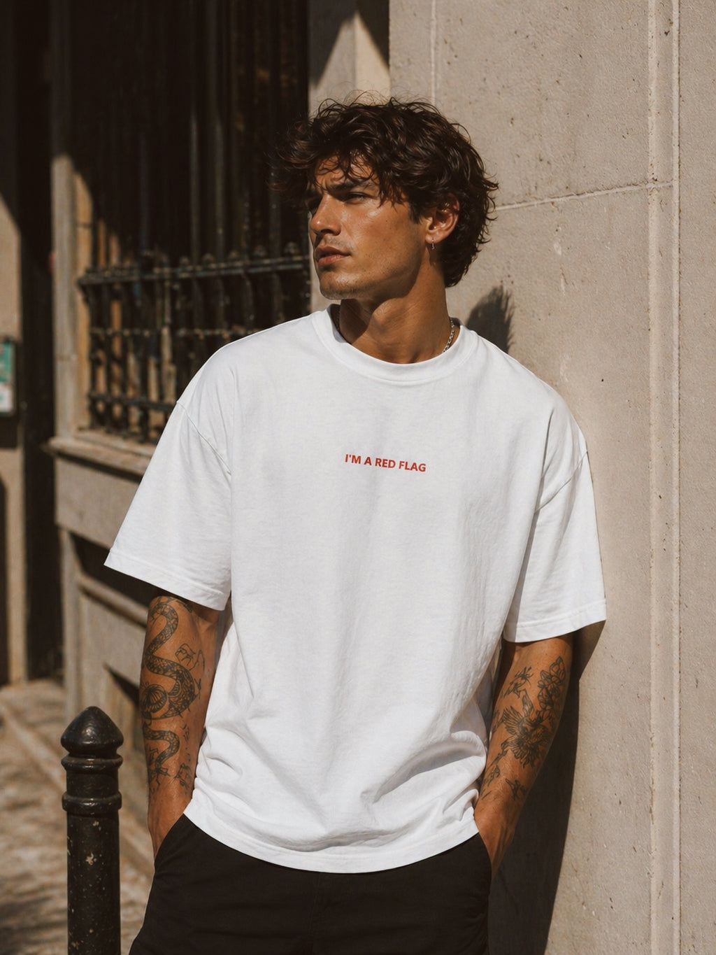 Je suis un drapeau rouge - T-shirt unisexe bio oversize